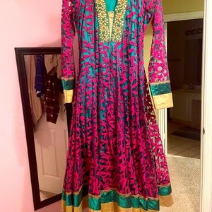 Pink and green jasmine Indian anarkali